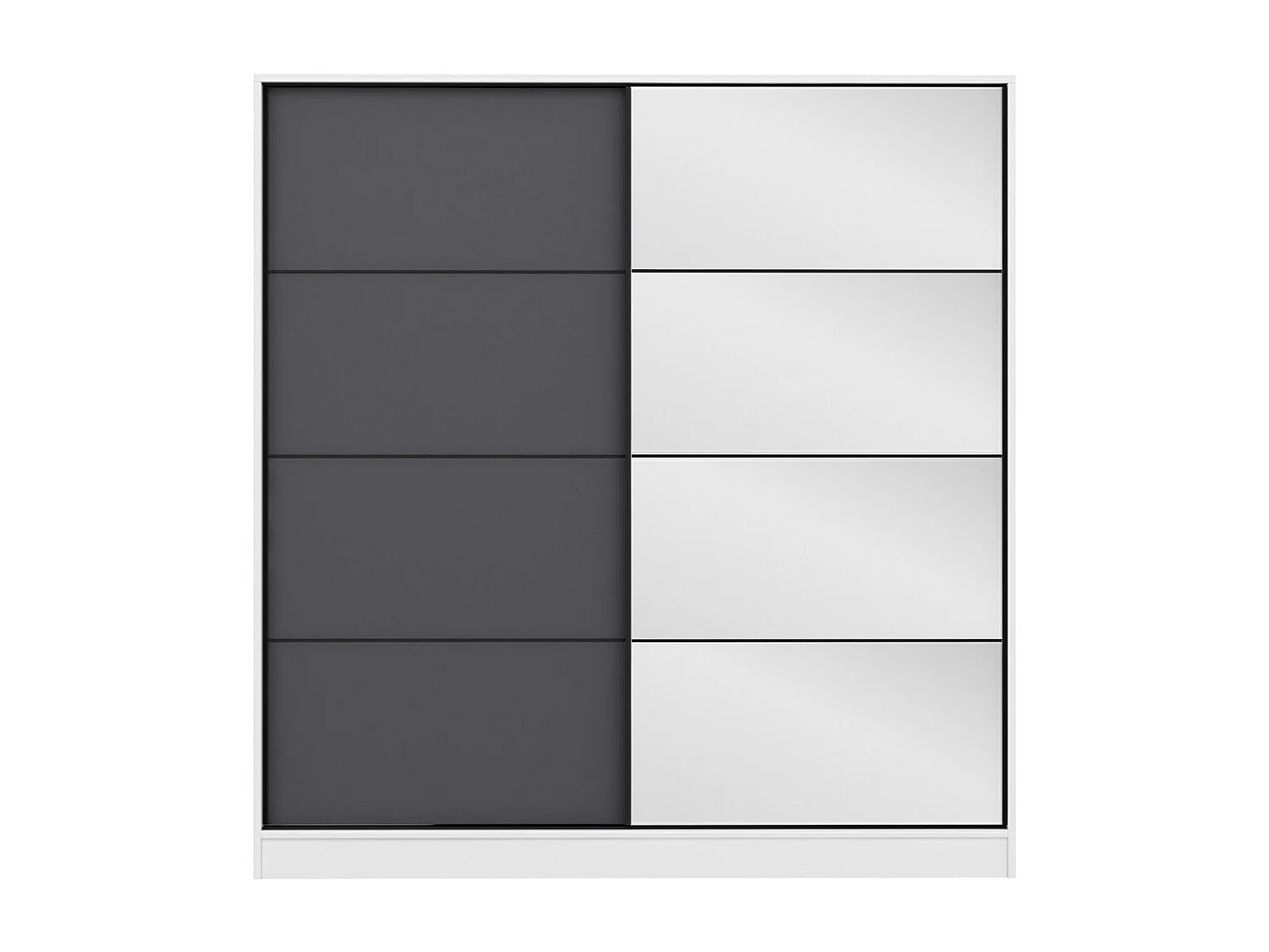 Dressing Carina Blanc L180xH190cm avec 2 portes coulissantes Miroir à droite et Anthracite