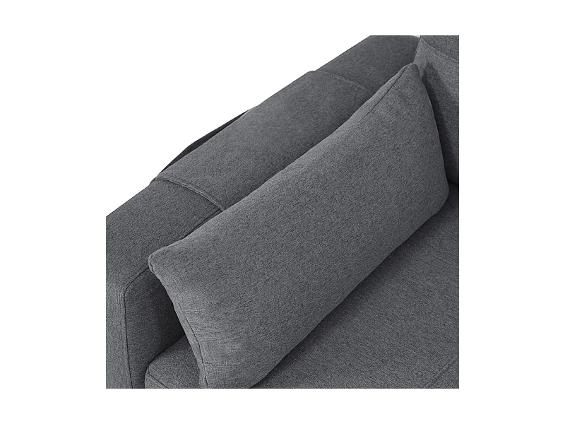Canapé d'angle convertible en velours - 3 places - avec rangement, porte-gobelets en acier inoxydable - 205x139x87cm - Gris
