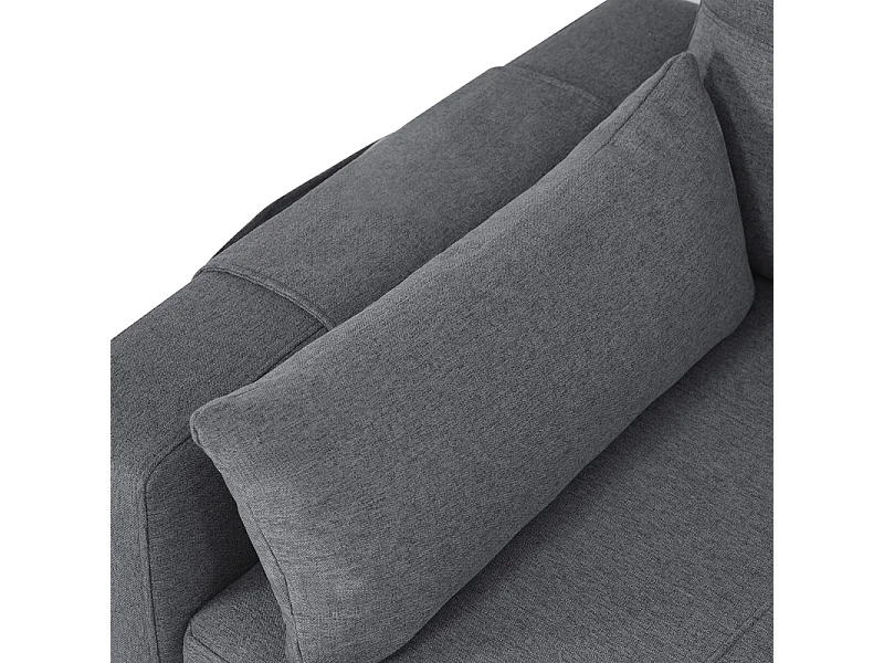 Divano angolare convertibile in velluto - 3 posti - con contenitore, portabicchieri in acciaio inox - 205x139x87cm - Grigio