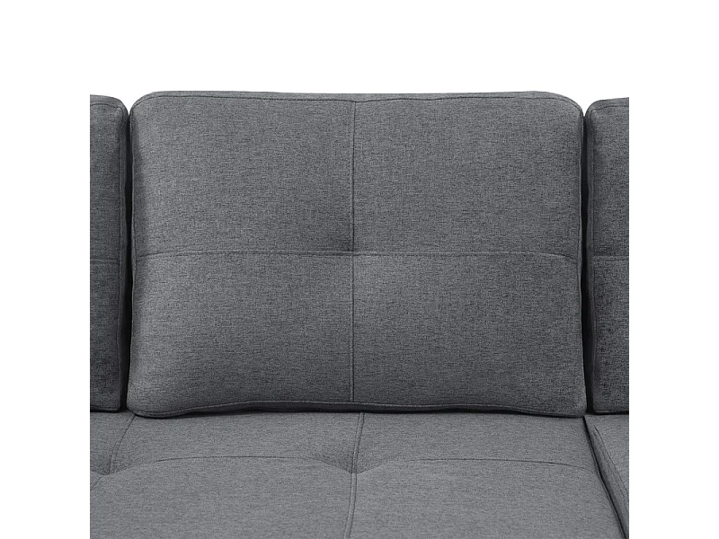 Divano angolare convertibile in velluto - 3 posti - con contenitore, portabicchieri in acciaio inox - 205x139x87cm - Grigio