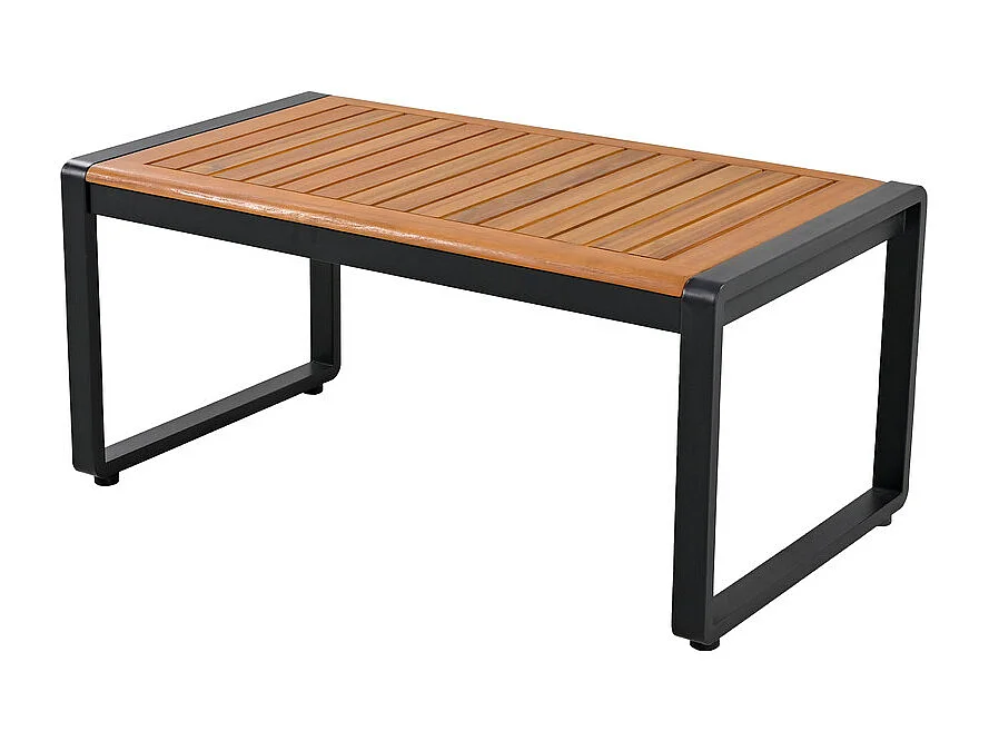 Tuinmeubelset - voor 8 personen - 2 salontafels, 2 banken en 4 fauteuils - houten armleuningen - Grijs