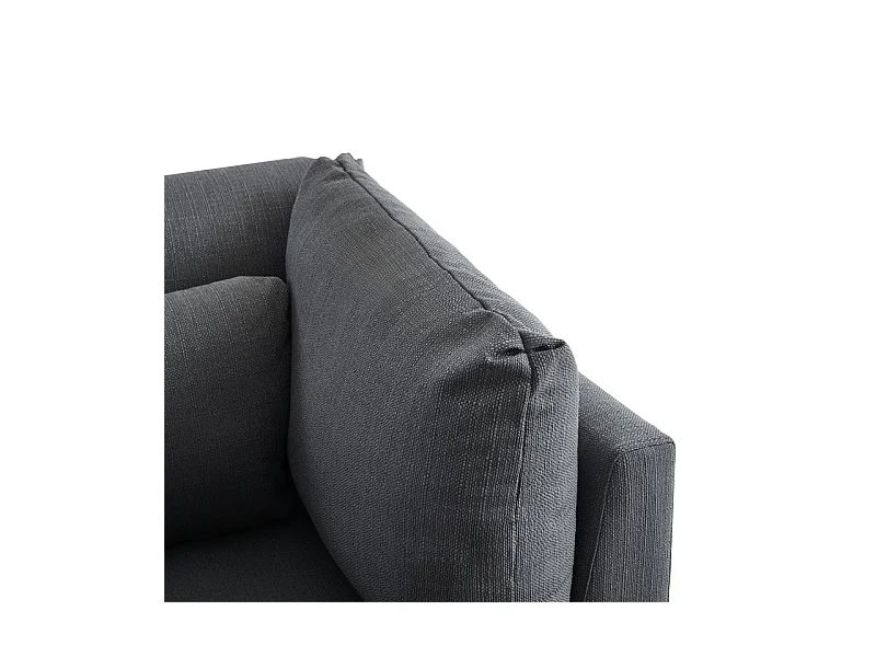 3-Sitzer-Sofa aus Leinenstoff, mit Pouf, 3 Lendenkissen und 2 Kissen, 220x83x81cm, Grau