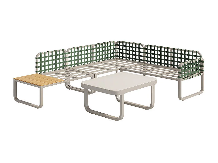 Salon de jardin - 2 canapés 2 places, 1 table basse en verre durci et canapé individuel avec petite table