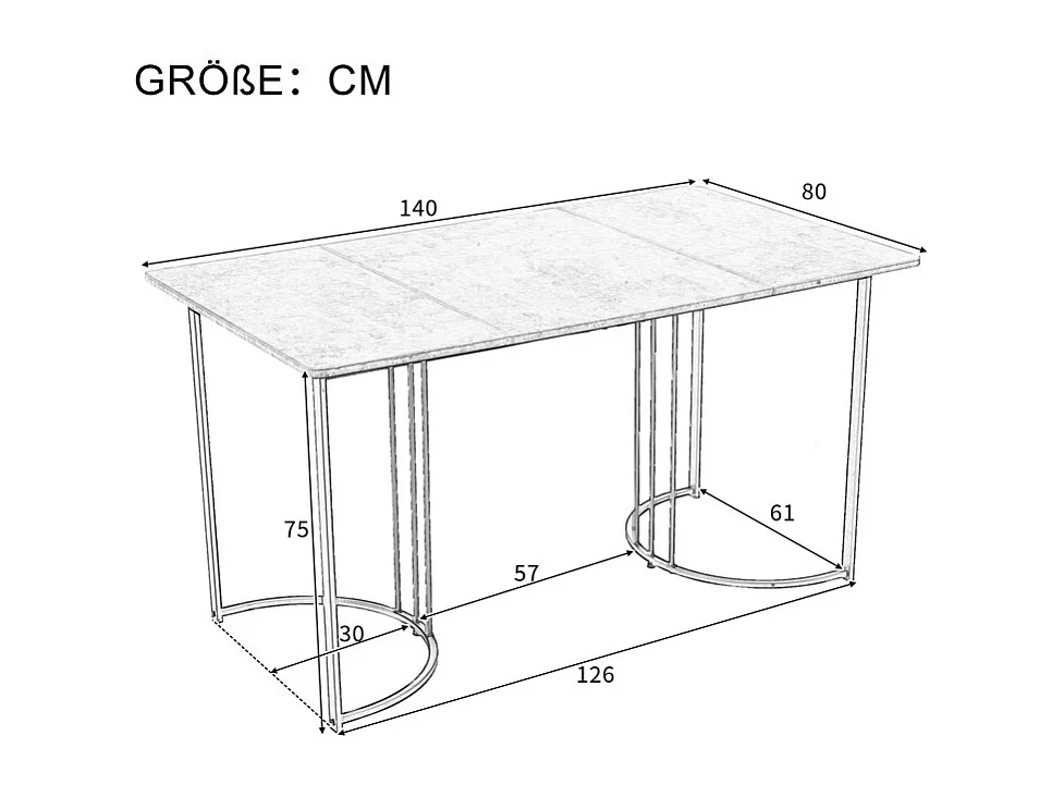 Ensemble table + 6 fauteuils creux en velours beige, pieds de design en métal, 140x80x75cm, Blanc et doré