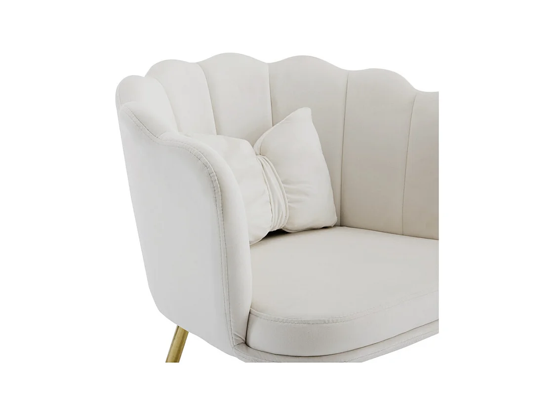 Sessel aus beigem Samt - mit Kissen - goldene Metallfüße - 63x58x77cm