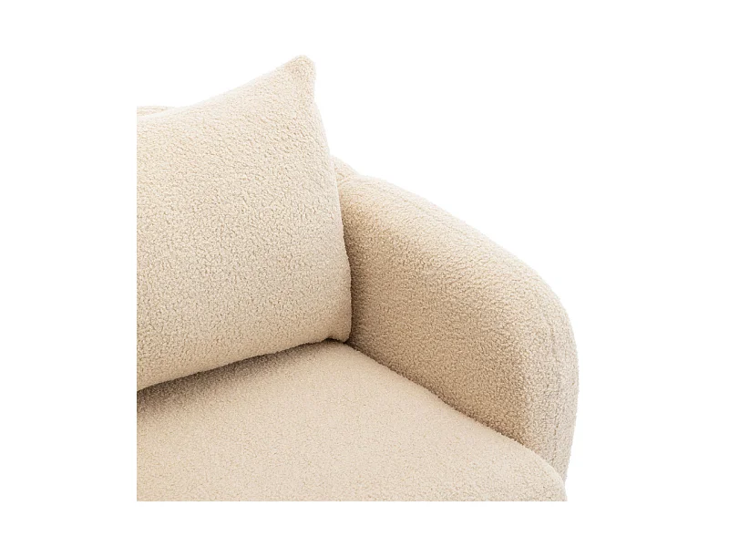 Fauteuil in bouclé stof - met kussen - massief houten poten - max. belasting 150kg - 71x72x71cm - Beige