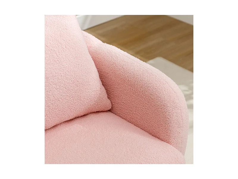Sessel aus Bouclé-Stoff - mit Kissen - Massivholzfüße - max. Belastung 150kg - 71x72x71cm - Rosa