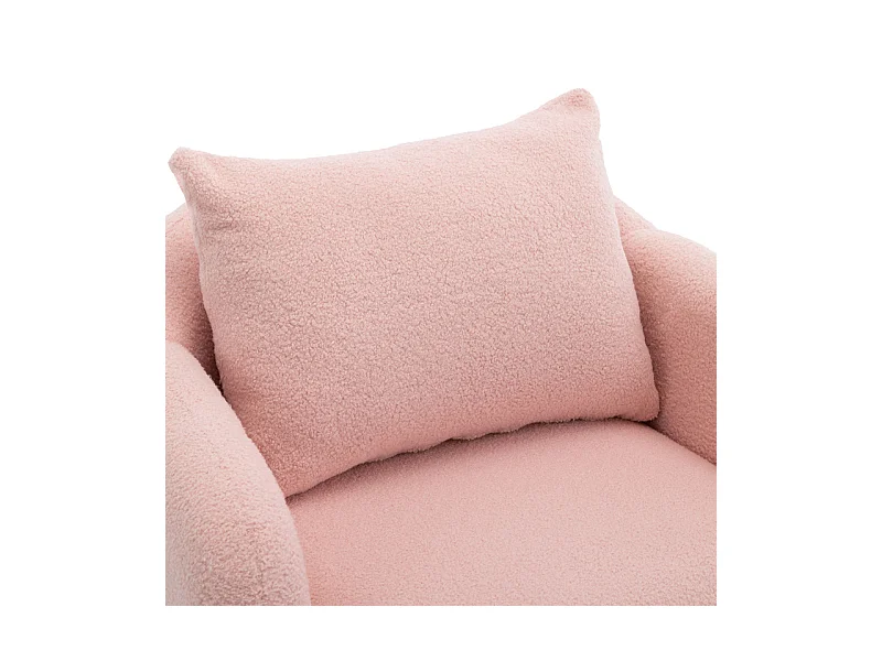 Sessel aus Bouclé-Stoff - mit Kissen - Massivholzfüße - max. Belastung 150kg - 71x72x71cm - Rosa