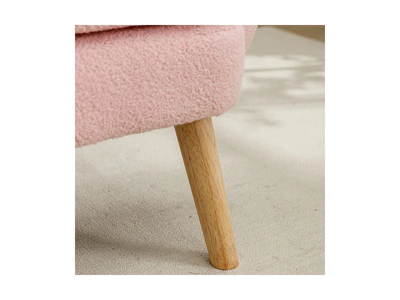 Sessel aus Bouclé-Stoff - mit Kissen - Massivholzfüße - max. Belastung 150kg - 71x72x71cm - Rosa