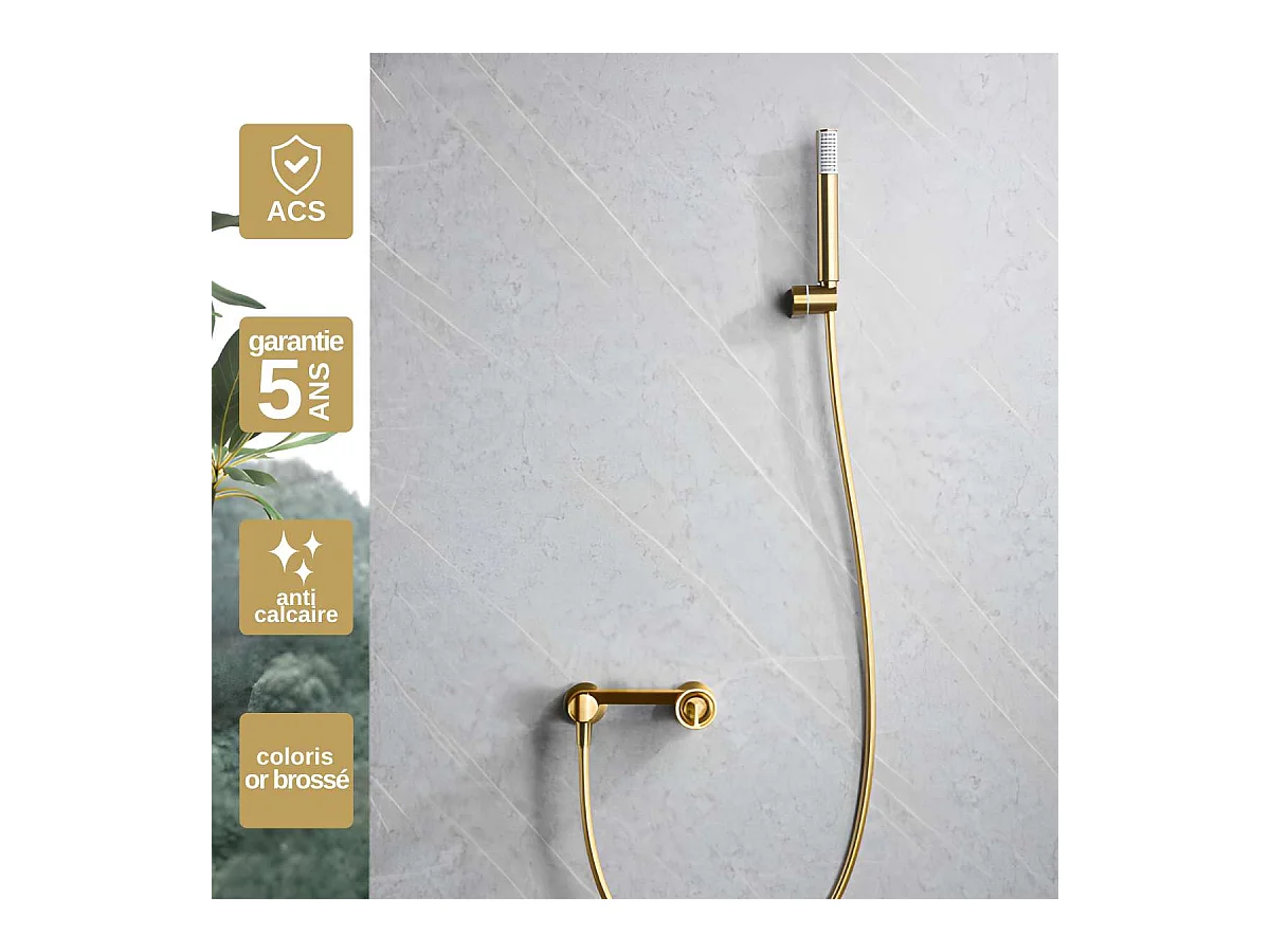 Ensemble de Douche Anti-Calcaire Or Brossé OLIMPO BDC033-5OC