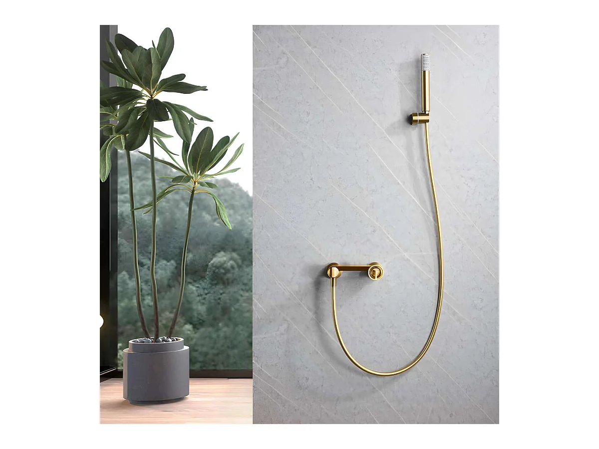 Ensemble de Douche Anti-Calcaire Or Brossé OLIMPO BDC033-5OC