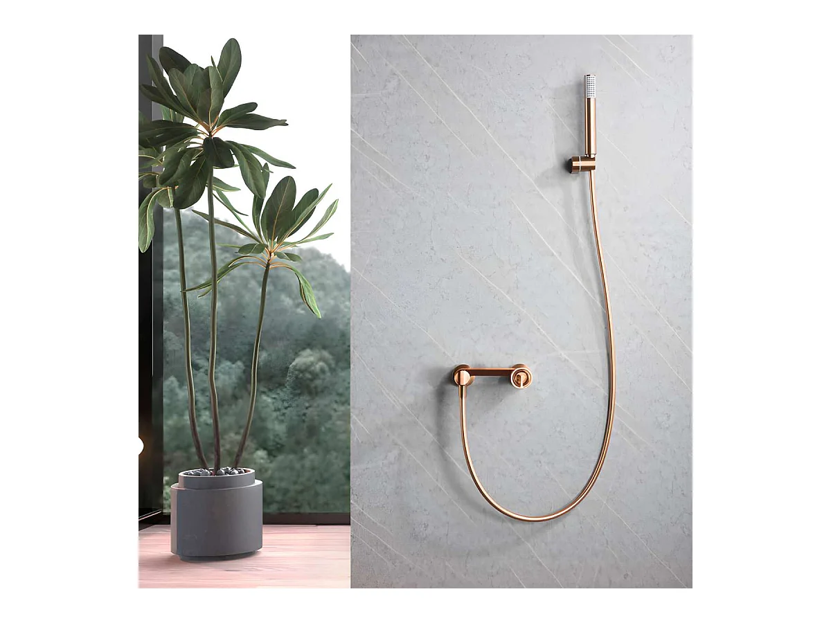 Ensemble de Douche Anti-Calcaire Or Rose Cuivré OLIMPO BDC033-5ORC