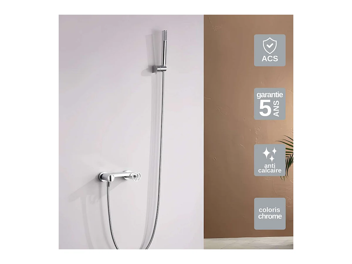 Ensemble de Douche Anti-Calcaire Chrome OLIMPO BDC033-5
