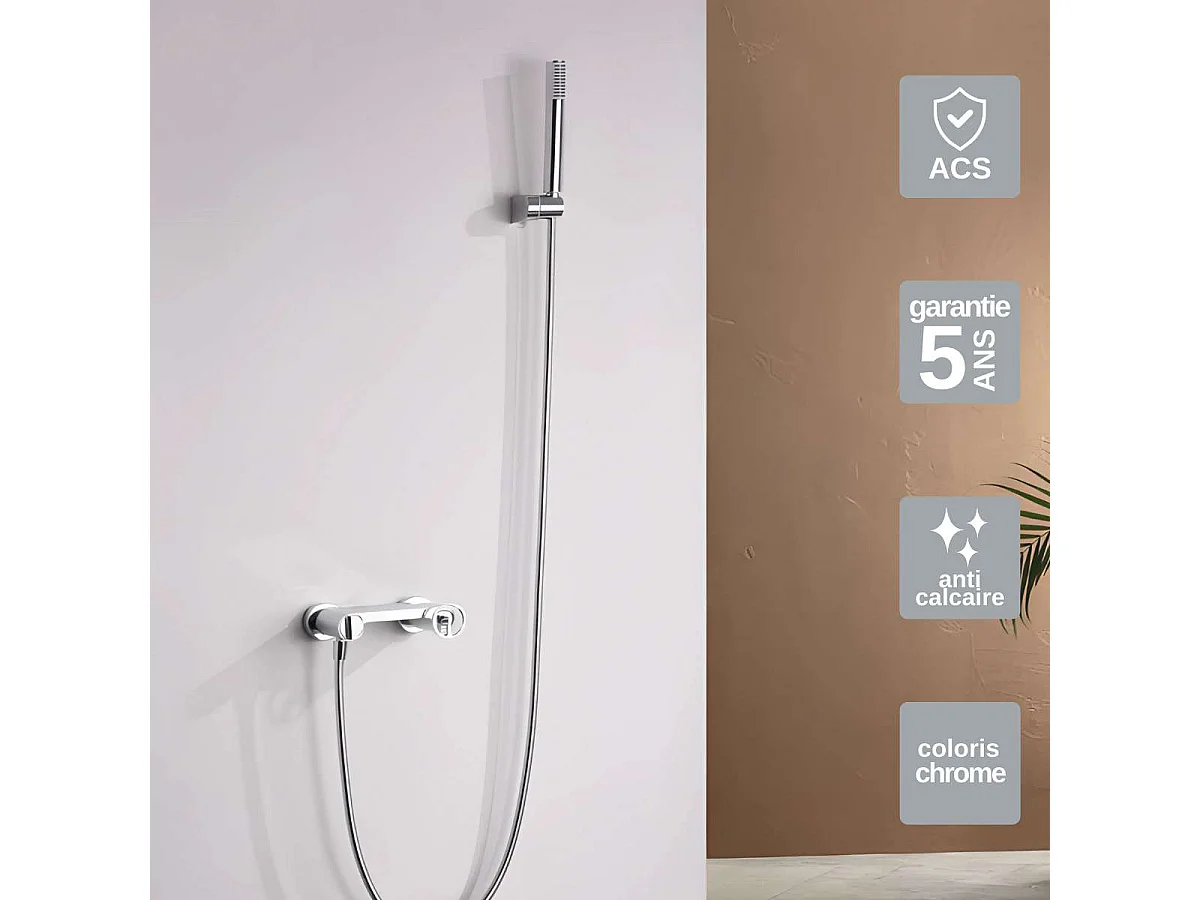 Ensemble de Douche Anti-Calcaire Chrome OLIMPO BDC033-5