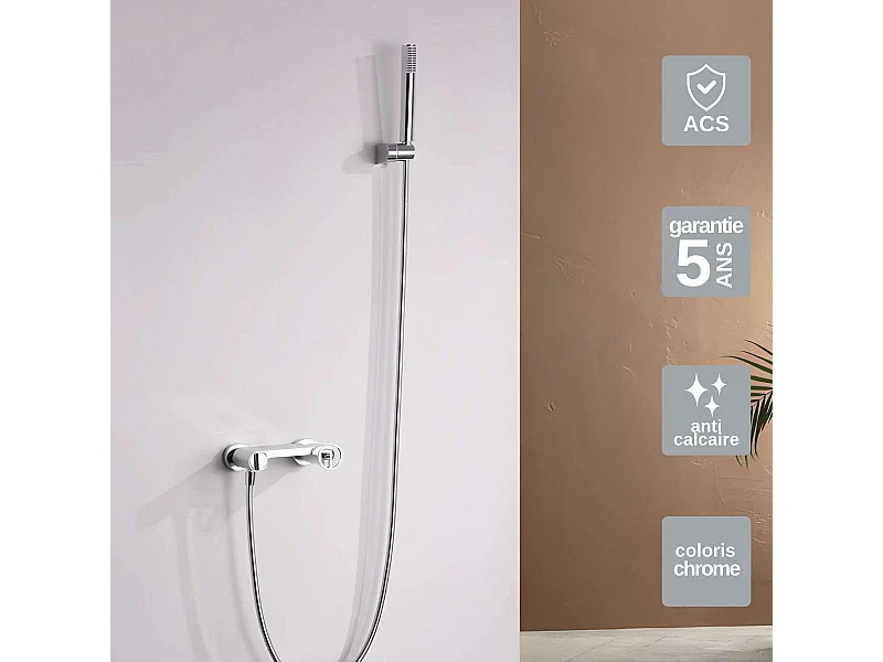 Ensemble de Douche Anti-Calcaire Chrome OLIMPO BDC033-5