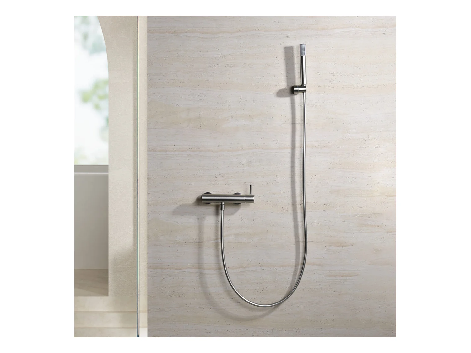Ensemble de Douche Anti-Calcaire en Niquel Brossé MONZA BDM039-5NQ