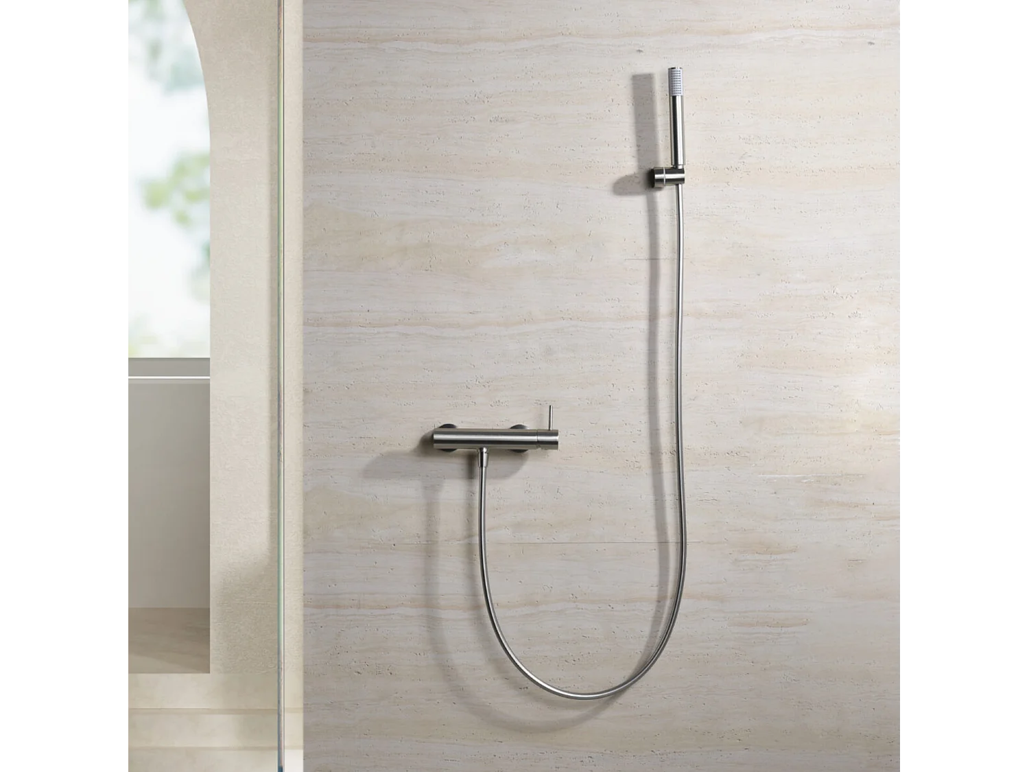 Ensemble de Douche Anti-Calcaire en Niquel Brossé MONZA BDM039-5NQ