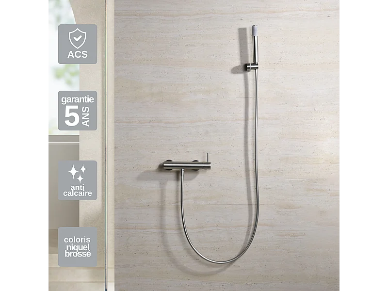 Ensemble de Douche Anti-Calcaire en Niquel Brossé MONZA BDM039-5NQ