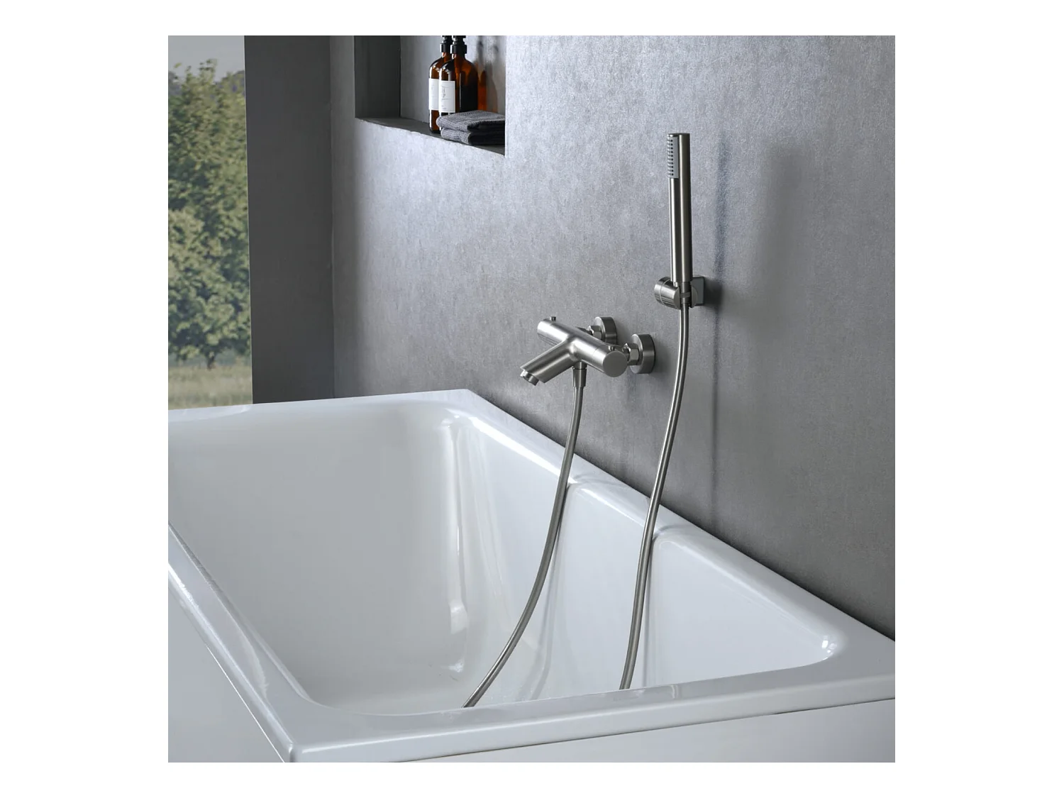 Ensemble Bain/Douche Anti-Calcaire en Niquel Brossé MONZA BTM039-4NQ