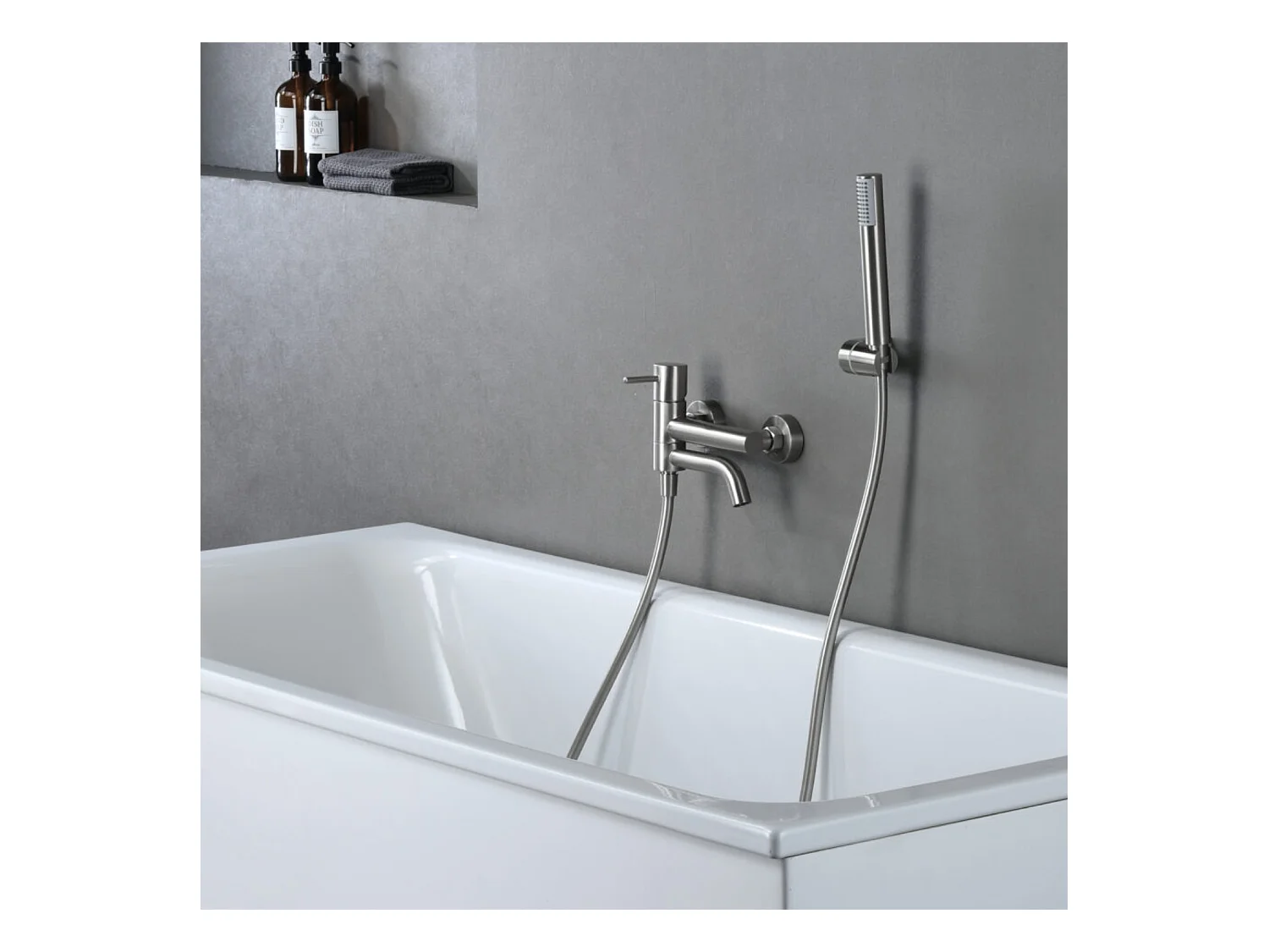 Ensemble Bain/Douche Anti-Calcaire en Niquel Brossé MONZA BDM039-4NQ