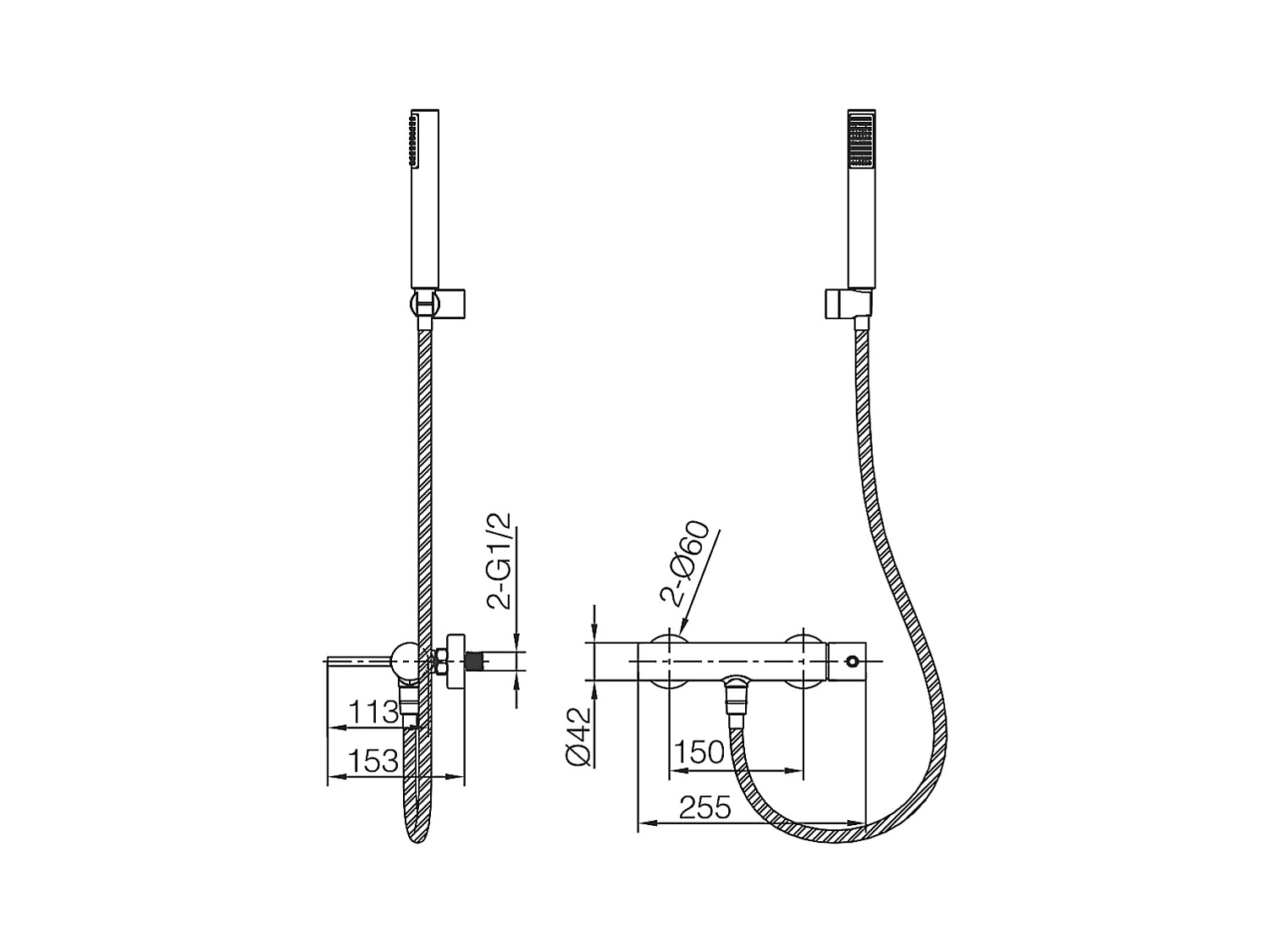 Ensemble Bain/Douche Anti-Calcaire en Niquel Brossé MONZA BDM039-4NQ