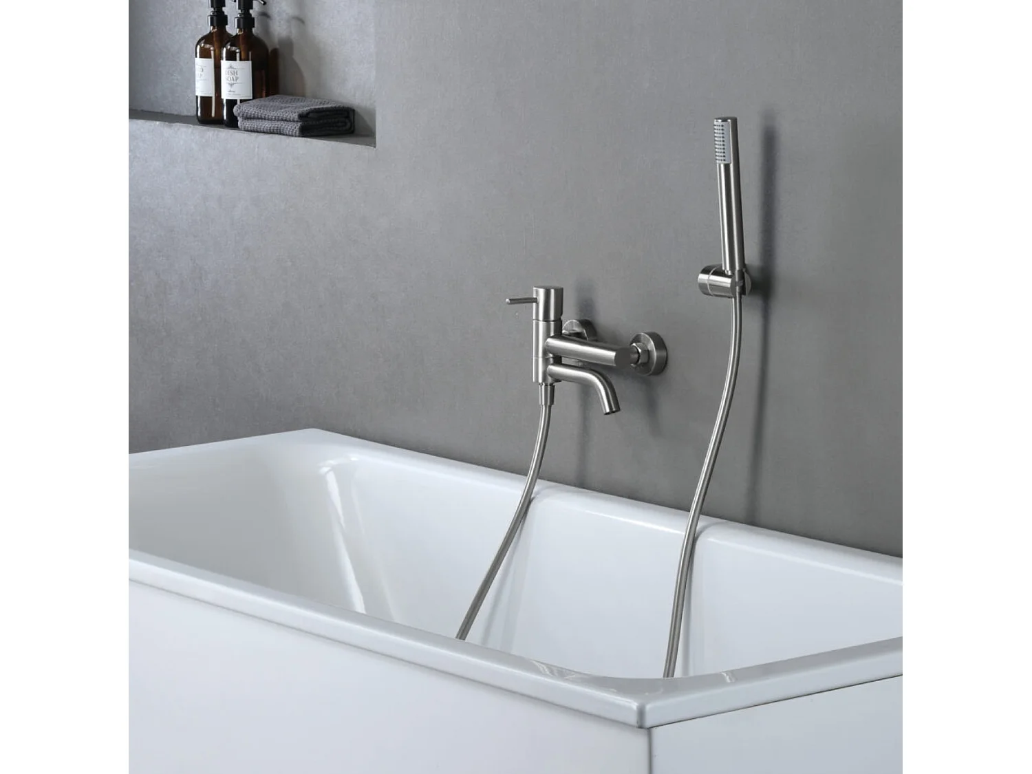 Ensemble Bain/Douche Anti-Calcaire en Niquel Brossé MONZA BDM039-4NQ