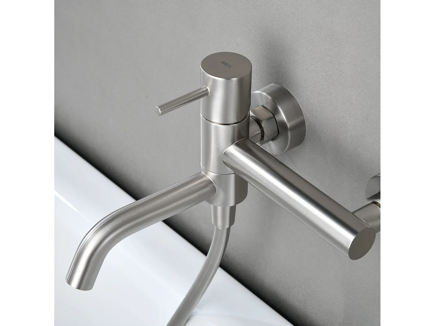 Ensemble Bain/Douche Anti-Calcaire en Niquel Brossé MONZA BDM039-4NQ