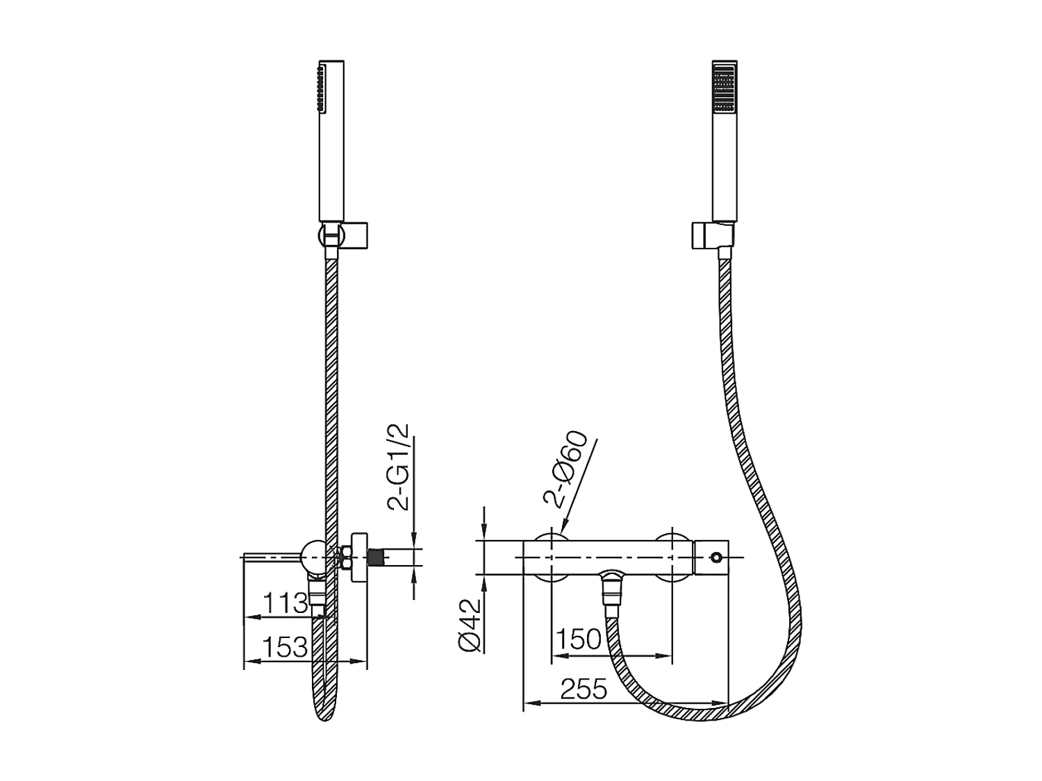 Ensemble Bain/Douche Anti-Calcaire en Niquel Brossé MONZA BDM039-4NQ