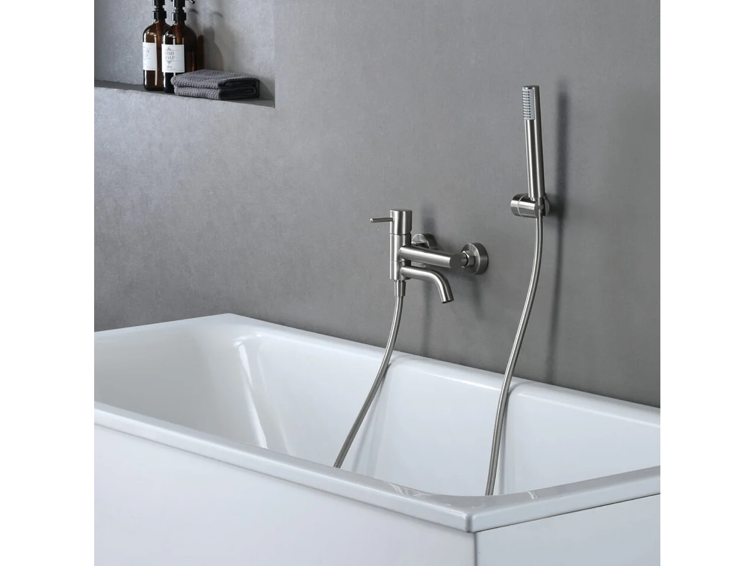 Ensemble Bain/Douche Anti-Calcaire en Niquel Brossé MONZA BDM039-4NQ