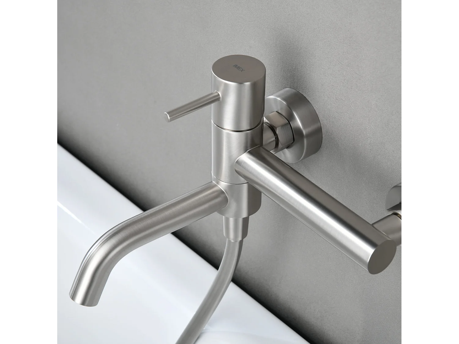 Ensemble Bain/Douche Anti-Calcaire en Niquel Brossé MONZA BDM039-4NQ