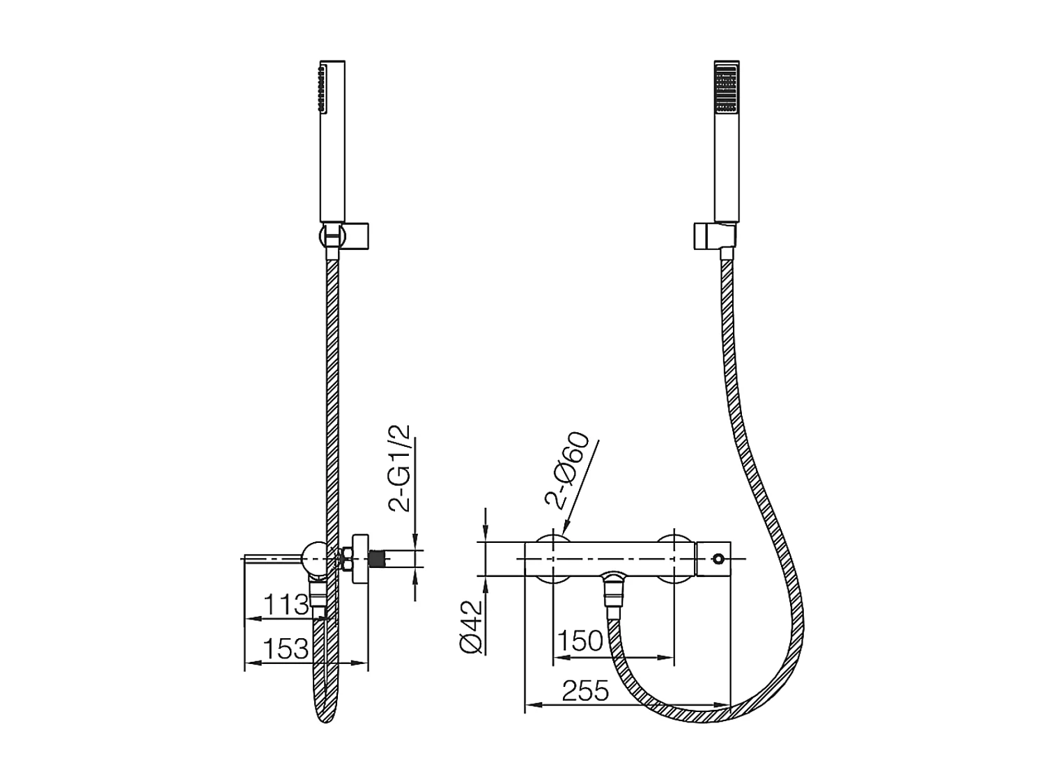 Ensemble Bain/Douche Anti-Calcaire en Niquel Brossé MONZA BDM039-4NQ