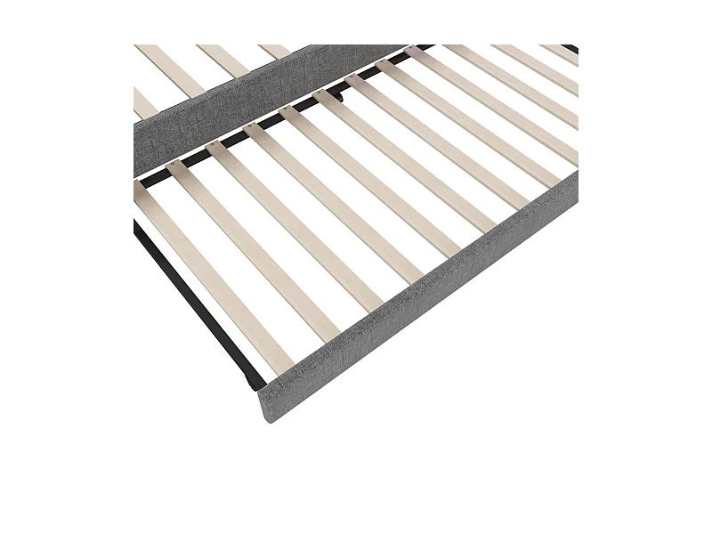 Lit banquette gigogne 90 x 200 cm + 90 x 190 cm, Lin, avec LED et USB + type C, Gris