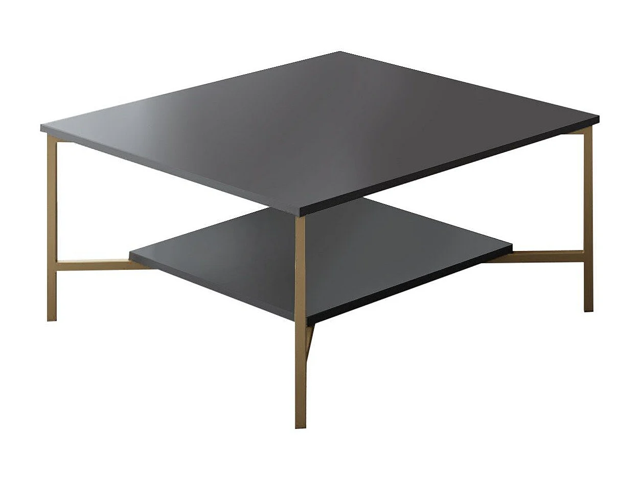Tavolino da caffè Kailua Z109, D'oro|Antracite, 40x80x80cm, Truciolare laminato, Angolare