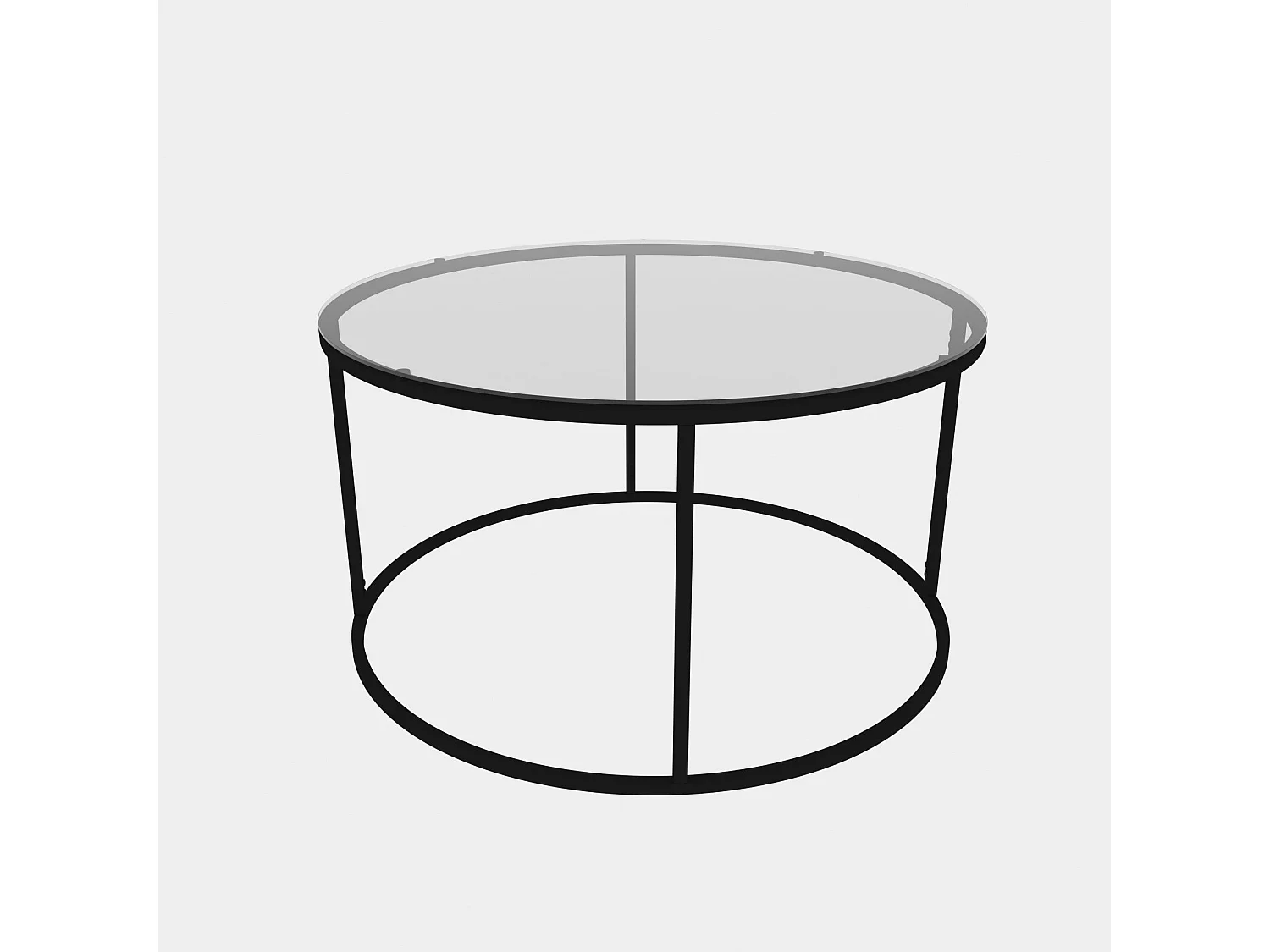 Tavolino da caffè Kailua 1797, Nero, 45cm, Diametro: 80, Vetro temperato, Round