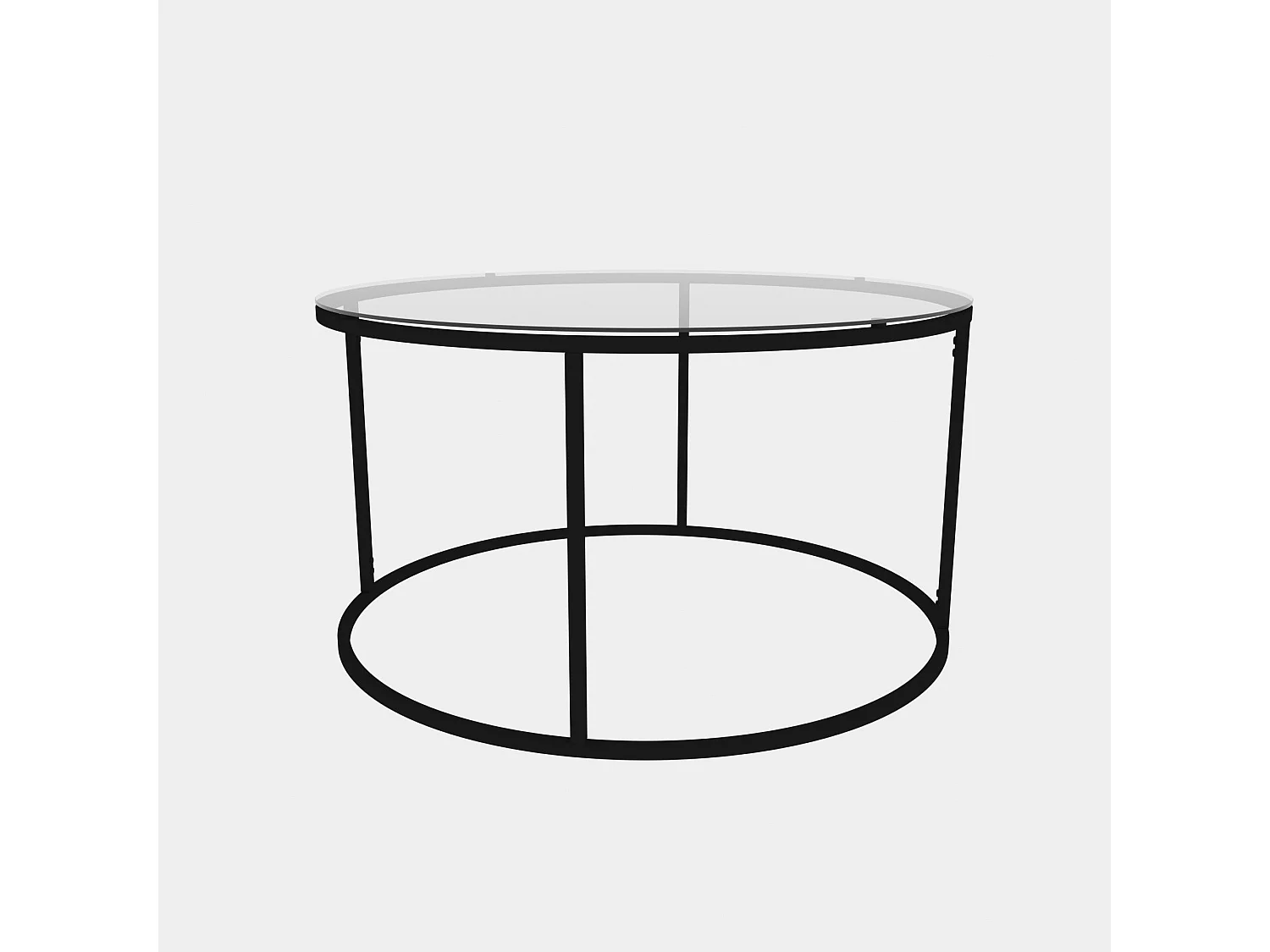 Tavolino da caffè Kailua 1797, Nero, 45cm, Diametro: 80, Vetro temperato, Round