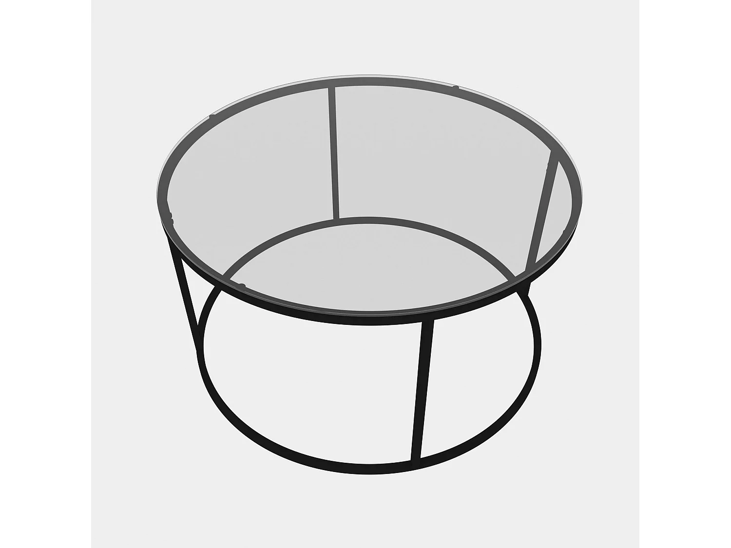 Tavolino da caffè Kailua 1797, Nero, 45cm, Diametro: 80, Vetro temperato, Round