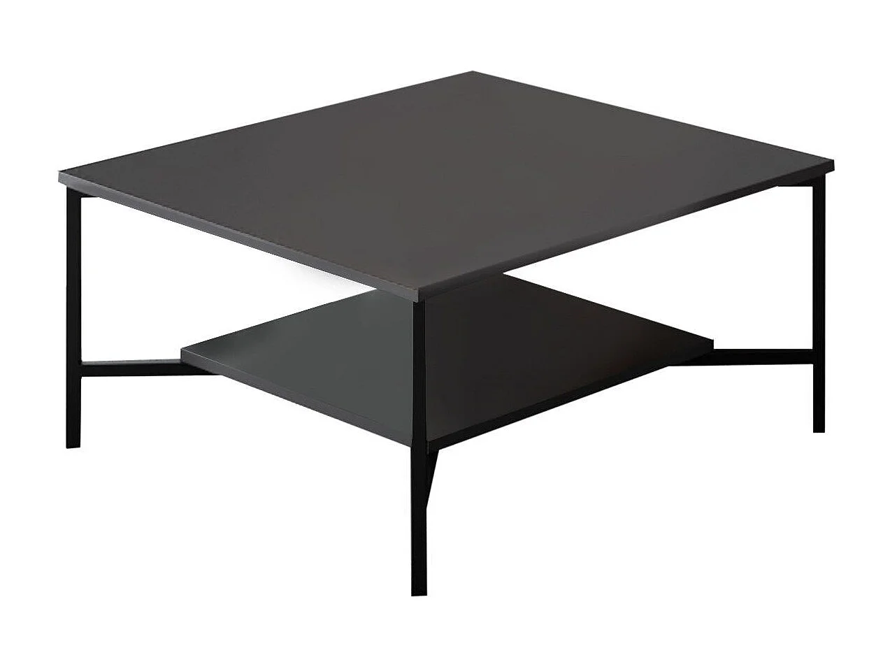 Tavolino da caffè Kailua Z109, Antracite|Nero, 40x80x80cm, Truciolare laminato, Angolare