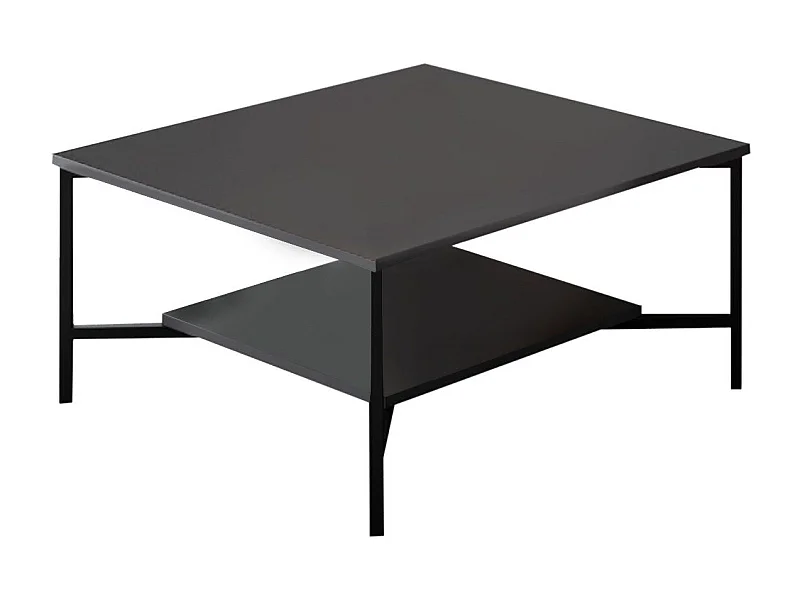 Tavolino da caffè Kailua Z109, Antracite|Nero, 40x80x80cm, Truciolare laminato, Angolare