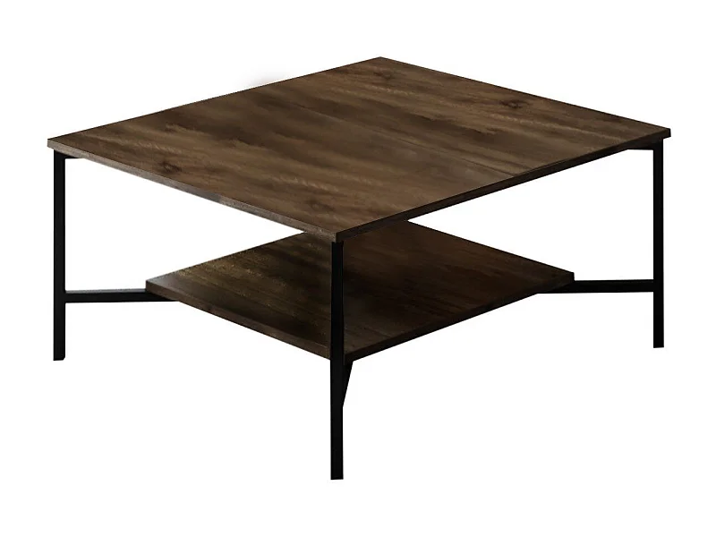 Mesa de café Kailua Z109, Nogal|Negro, 40x80x80cm, Aglomerado laminado, Angular
