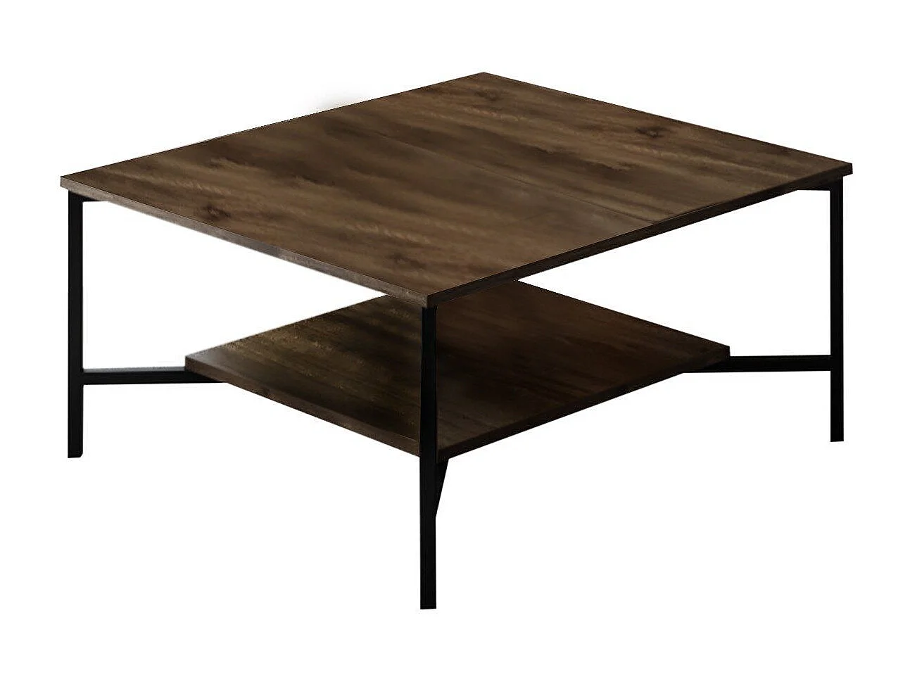 Mesa de café Kailua Z109, Nogal|Negro, 40x80x80cm, Aglomerado laminado, Angular