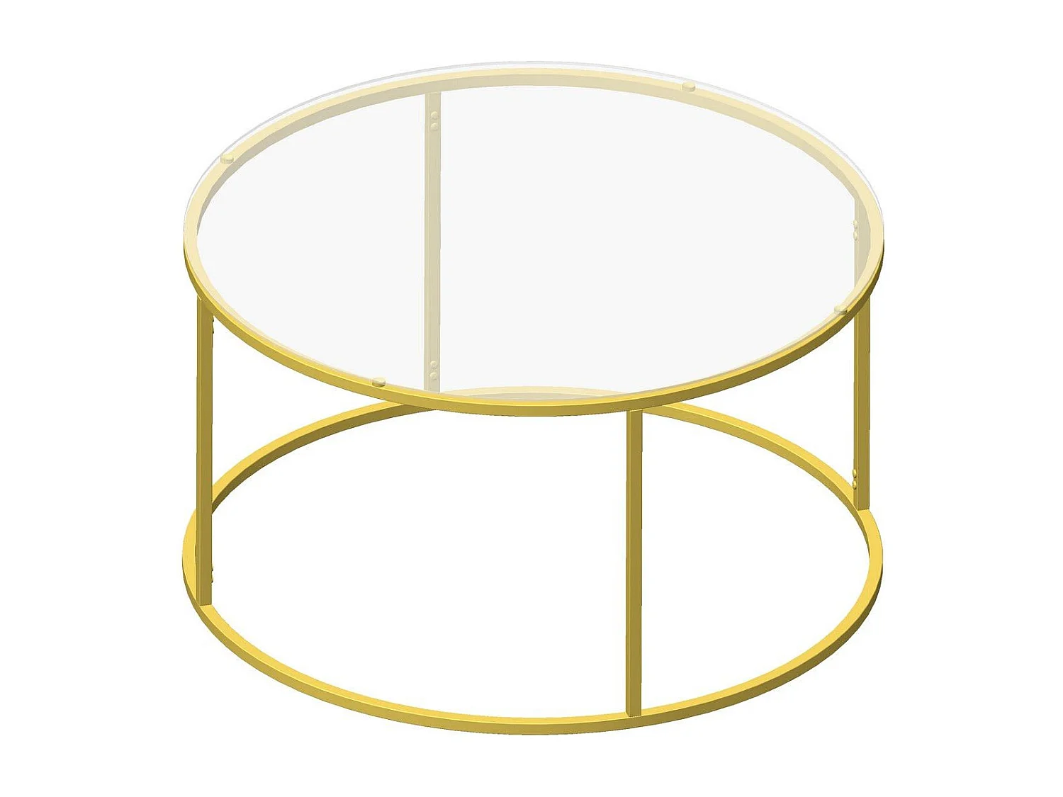 Mesa de café Kailua 1797, Dorado, 45cm, Diámetro: 80, Vidrio templado, Redonda