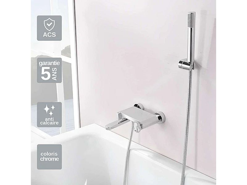 Ensemble Bain/Douche Anti-Calcaire Chrome OLIMPO BDC033-4
