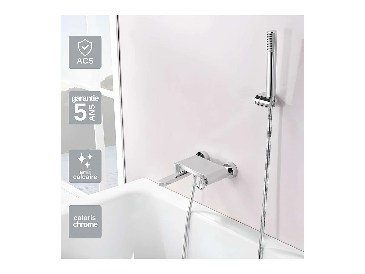 Ensemble Bain/Douche Anti-Calcaire Chrome OLIMPO BDC033-4