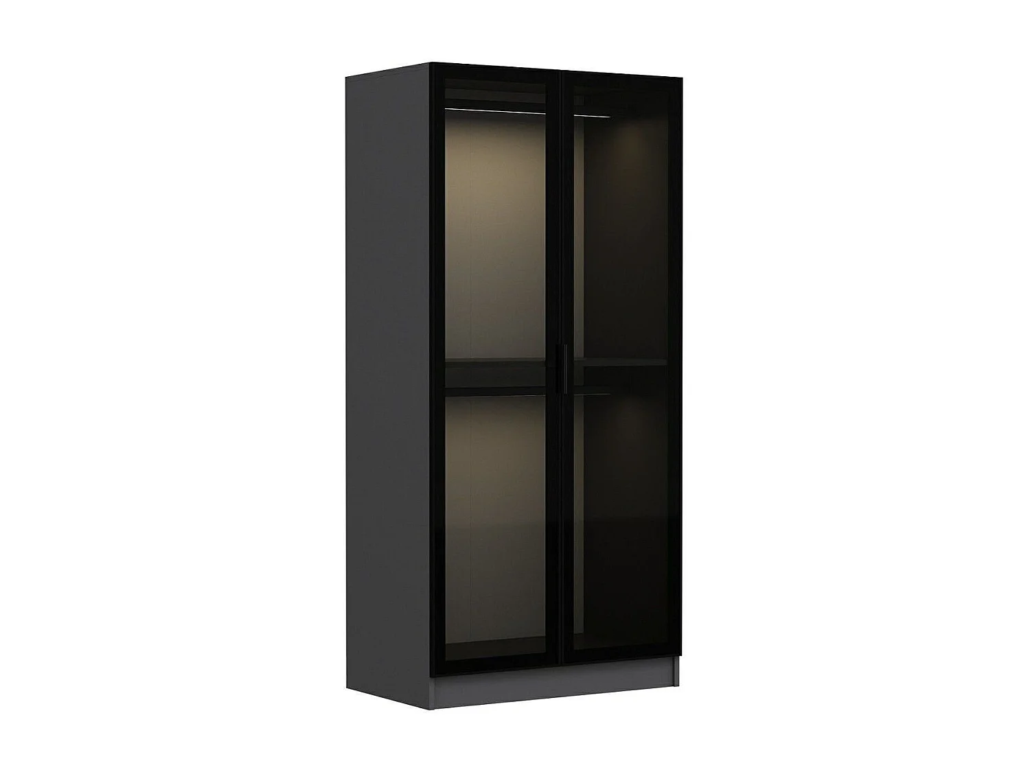 Armario Kailua S100, Negro|Antracita, 190x90x52cm, Puertas de armario: Con bisagras