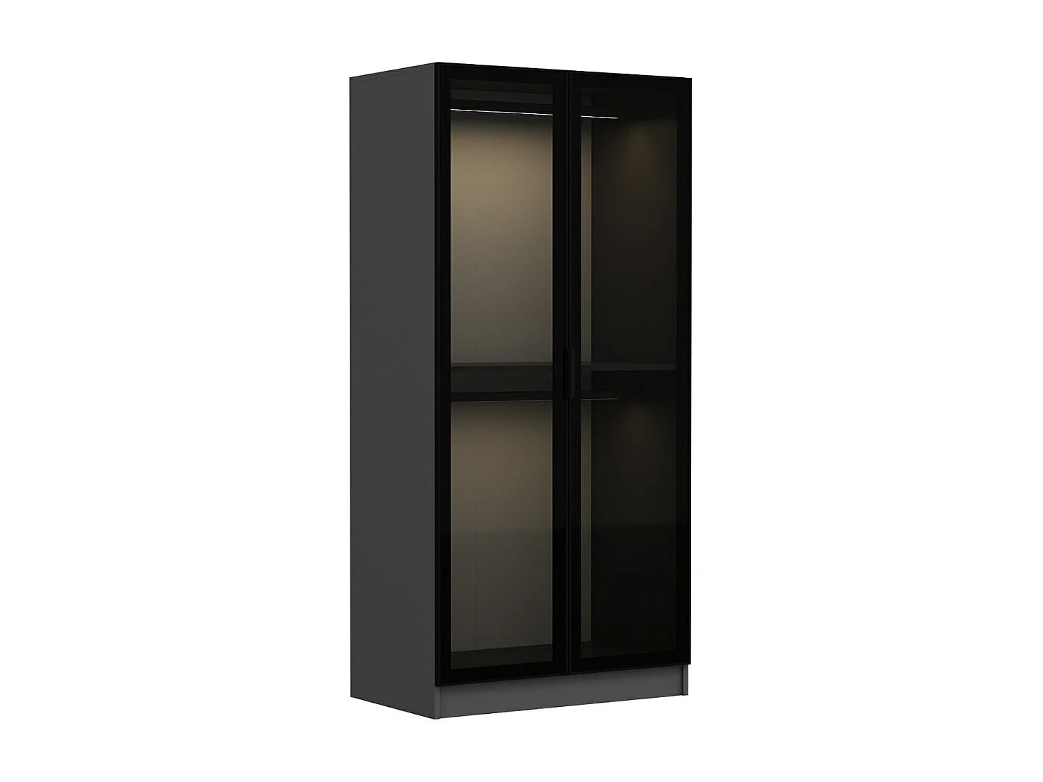 Guardaroba Kailua S100, Antracite|Nero, 190x90x52cm, Porte guardaroba: Con cerniere