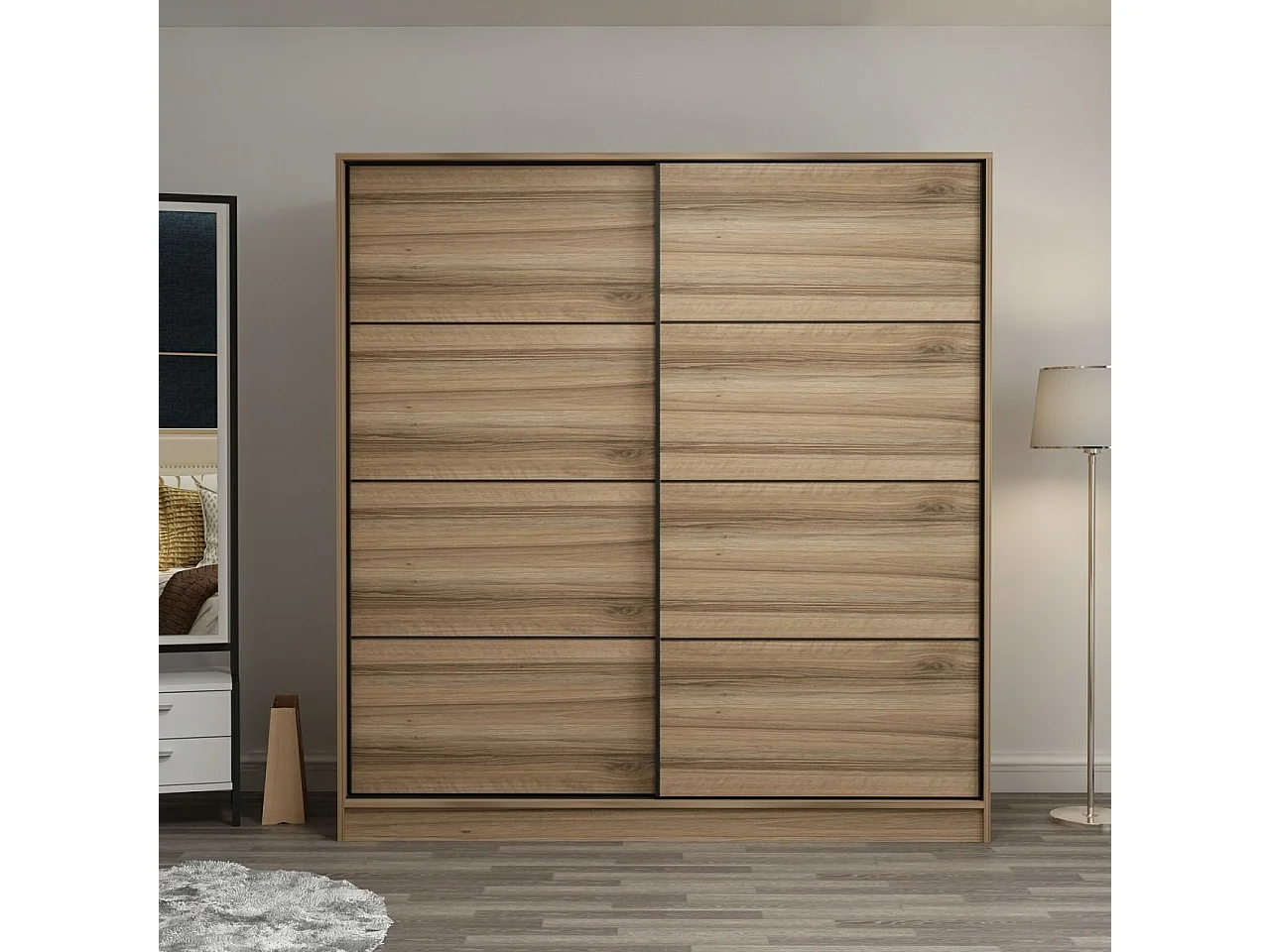 Dressing Carina L180xH210cm avec 2 portes coulissantes Bois clair