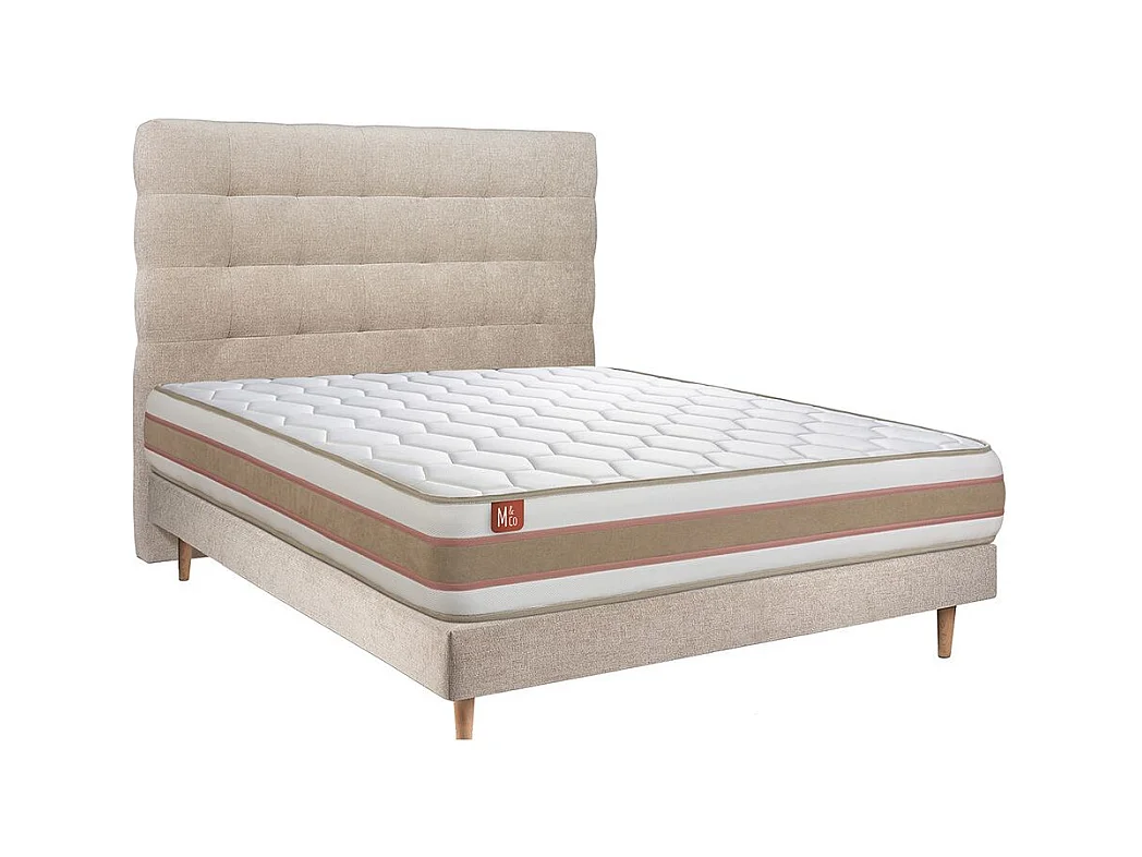 Lit Le Délicat 140 x 190 cm Sommier en tissu Beige Brun 140x190 cm