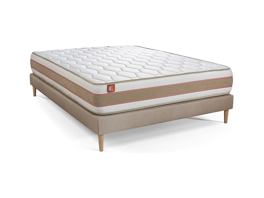 Lit Le Délicat 140 x 190 cm Sommier en tissu Beige Brun 140x190 cm