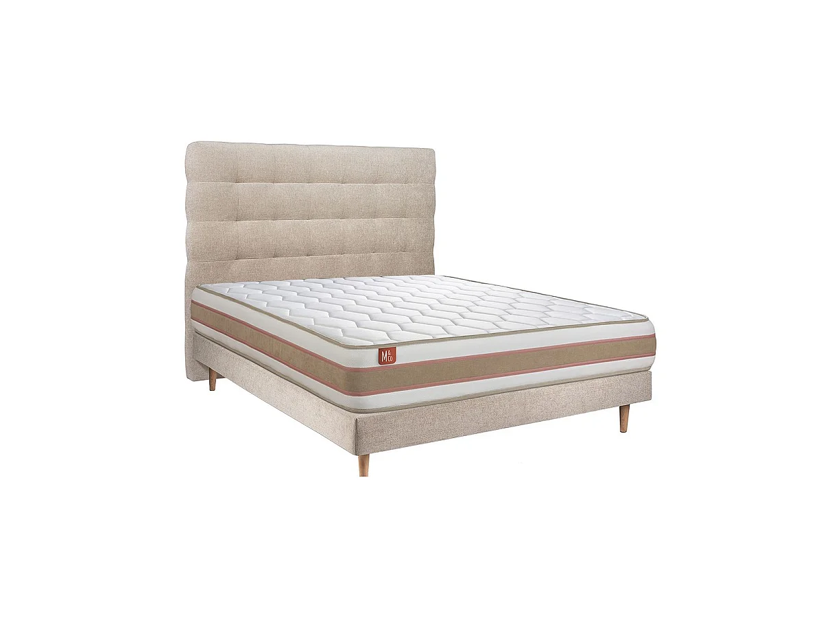 Lit Le Délicat 140 x 190 cm Sommier en tissu Beige Brun 140x190 cm