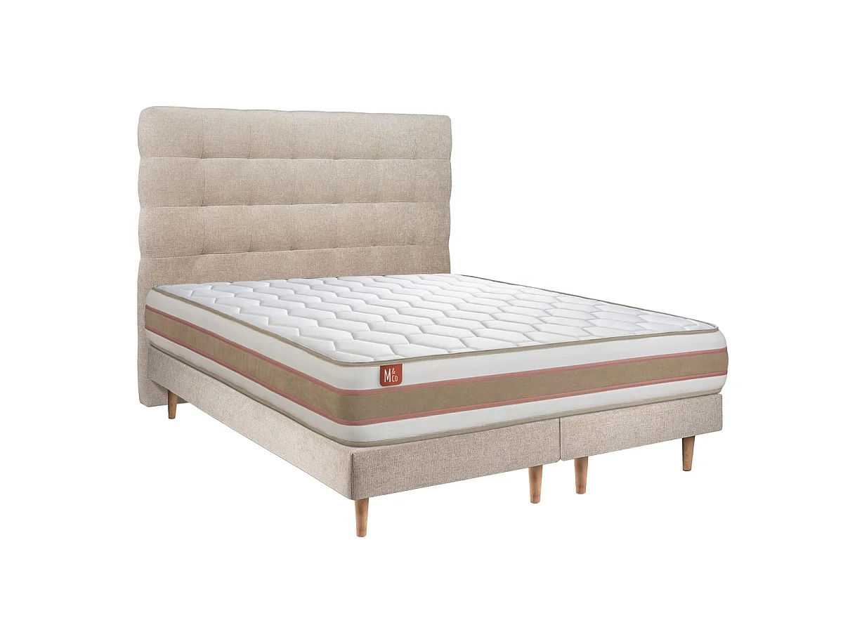Lit Le Délicat 200 x 200 cm double Sommier en tissu Beige Brun 200x200 cm